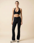 Numan Halter Bra & Flare Leggings Set - Black
