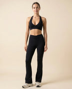 Numan Halter Bra & Flare Leggings Set - Black