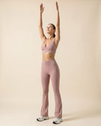 Numan Halter Bra & Flare Leggings Set - Deep Pink stretch