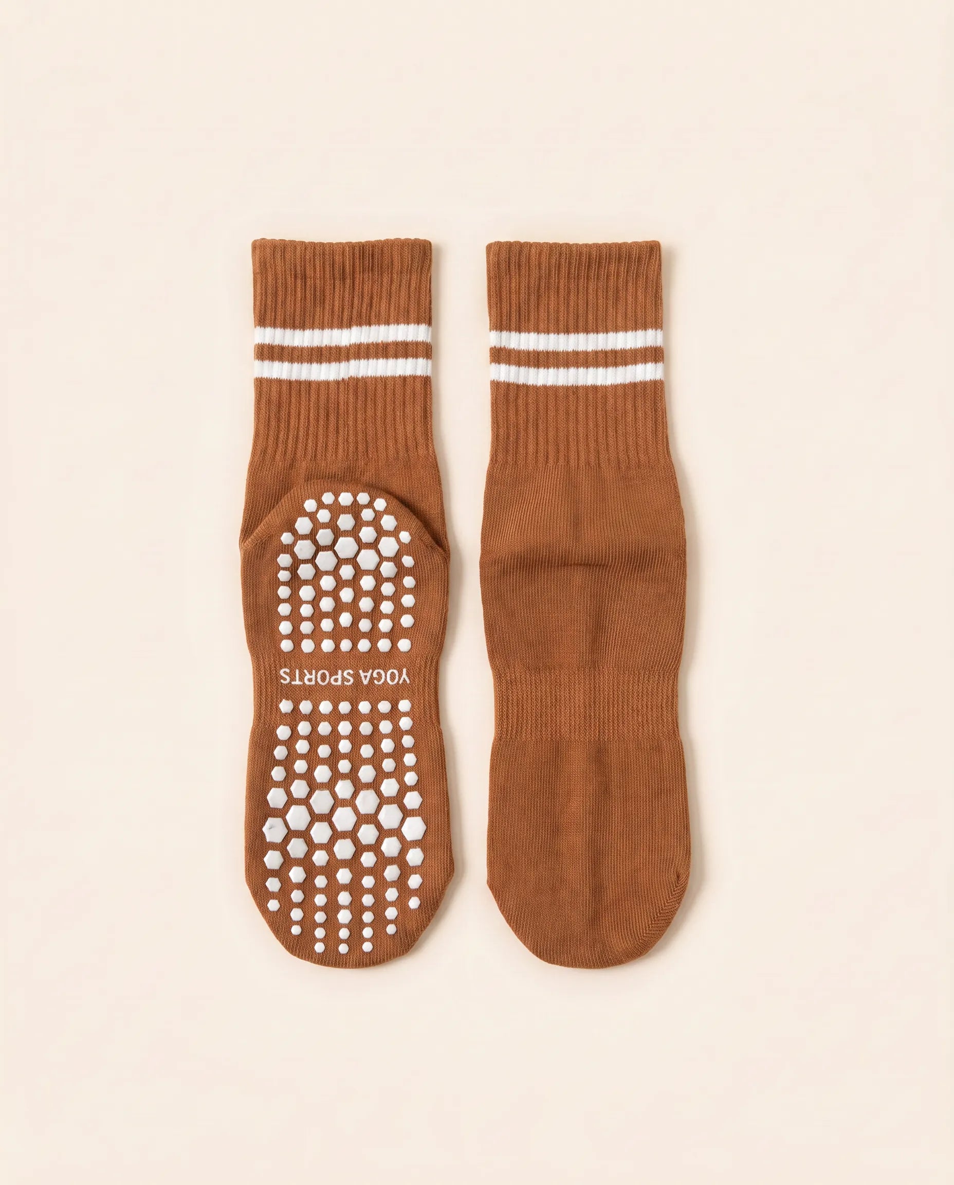 Numan Mid-calf Pilates Socks with Grips - Caramel