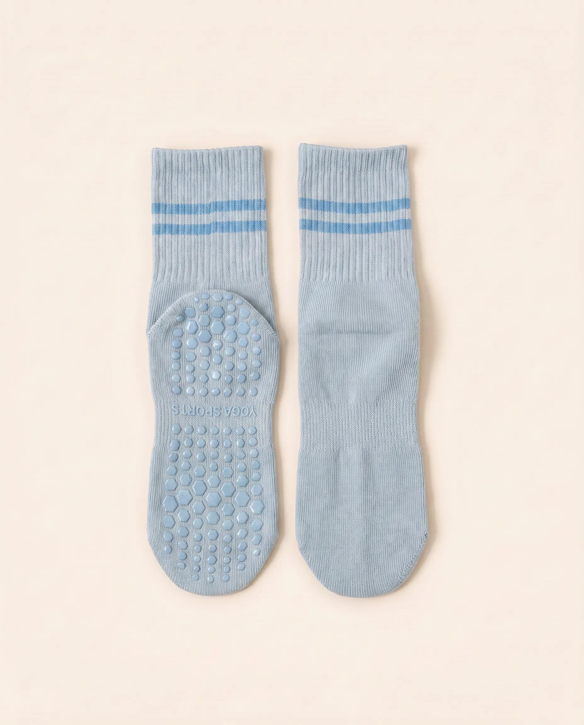 Numan Mid-calf Pilates Socks with Grips - Light Blue